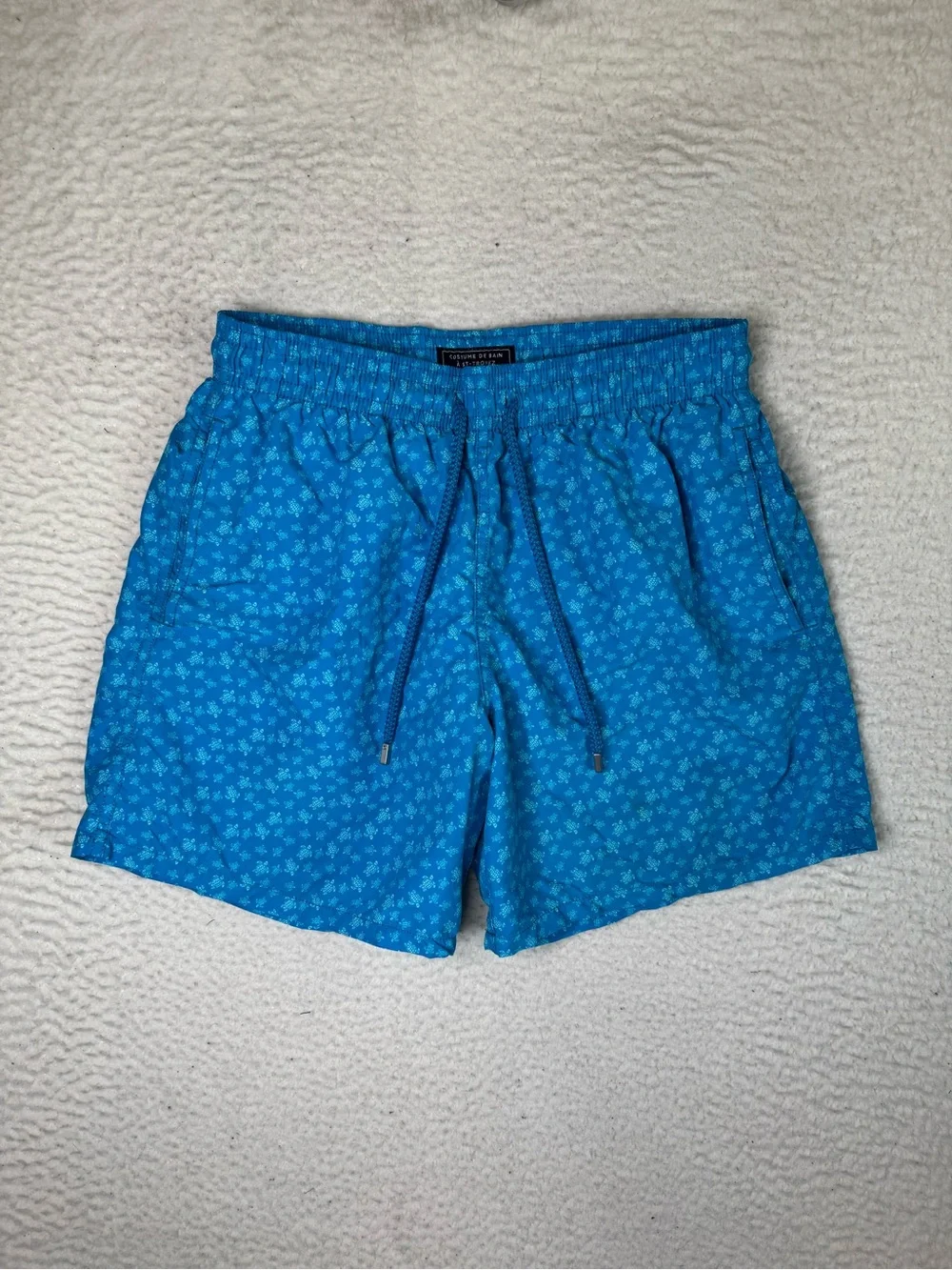 Vilebrequin Mini Turtles Moorea Swim Trunks Shorts Blue Hawaii Men's Size Large